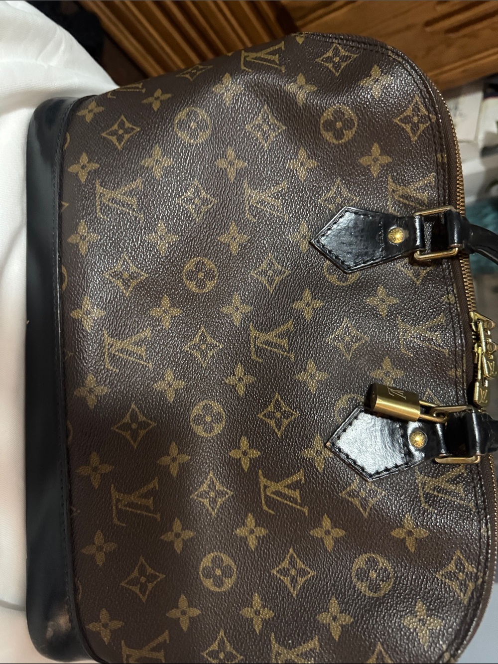 Louis Vuitton Monogram Canvas Top Handle Satchel in Brown and Black